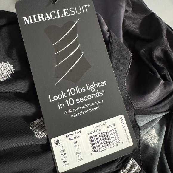 Miraclesuit Love Knot Tankini Swim Top 16W Black Polka Dot Underwire NWT SW-2077 - Picture 7 of 10